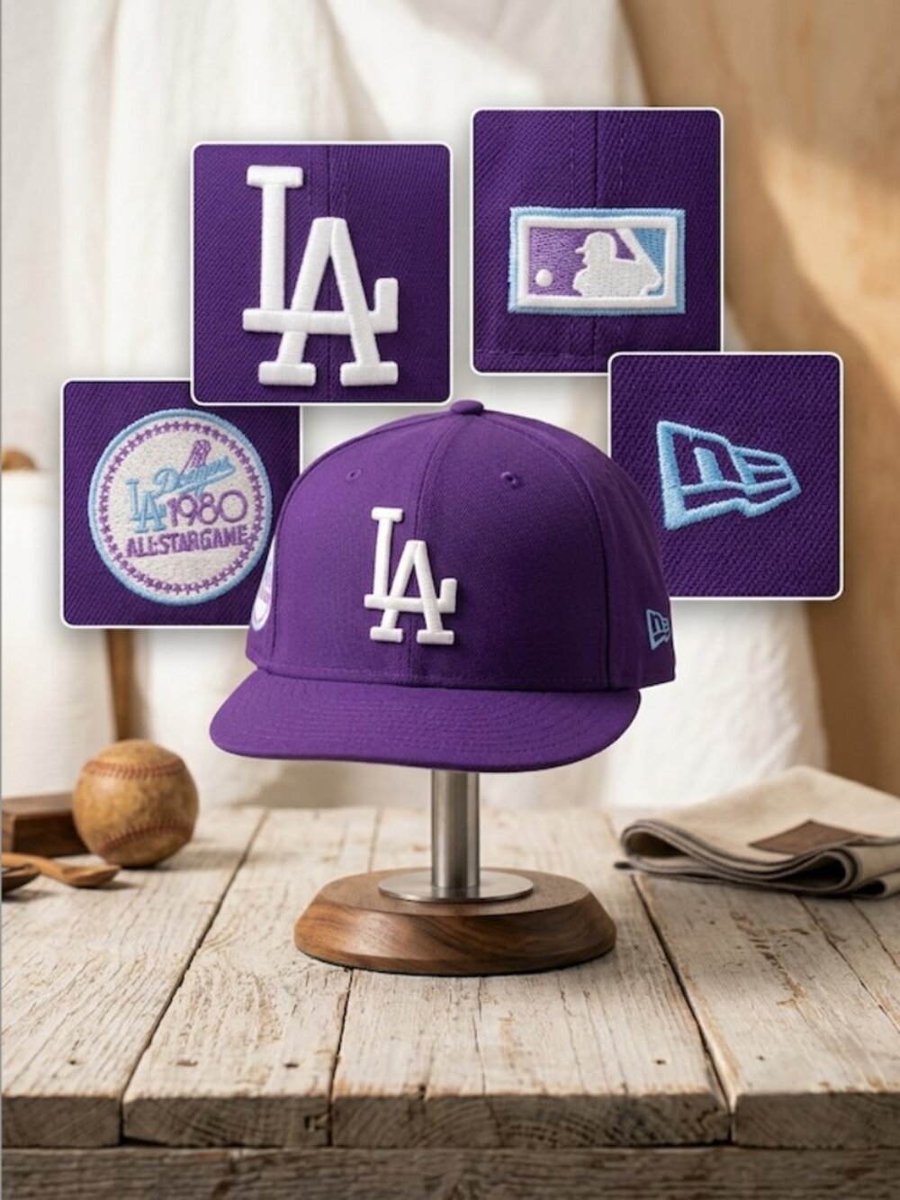 New Era 59FIFTY LA Dodgers Hat Purple 1980 All Star Game Patch 7 1/4